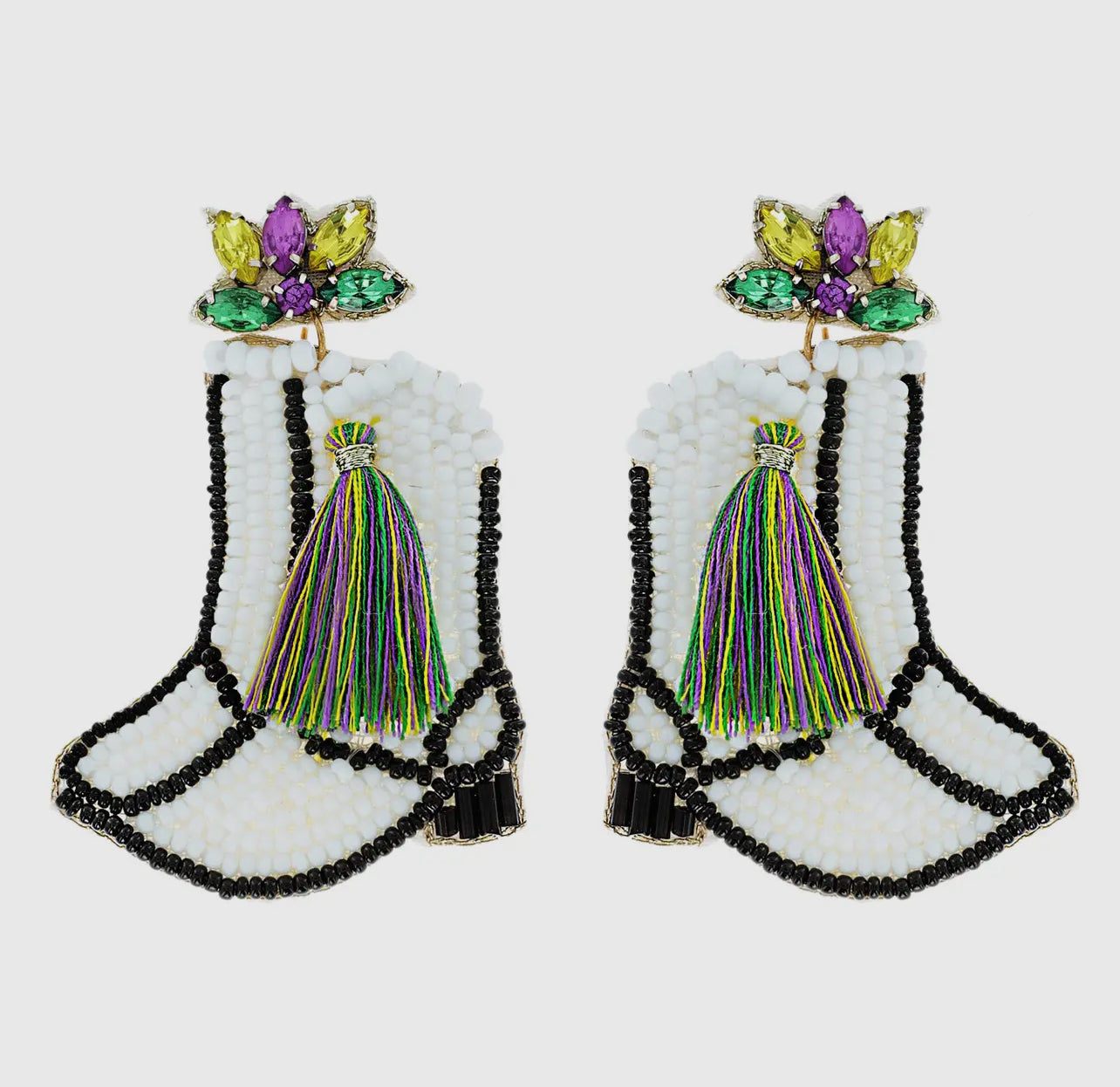 Mardi Gras Boots Earrings