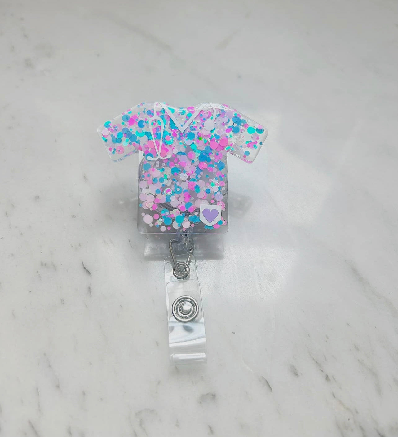 Nurse Scrub Glitter Badge Reel