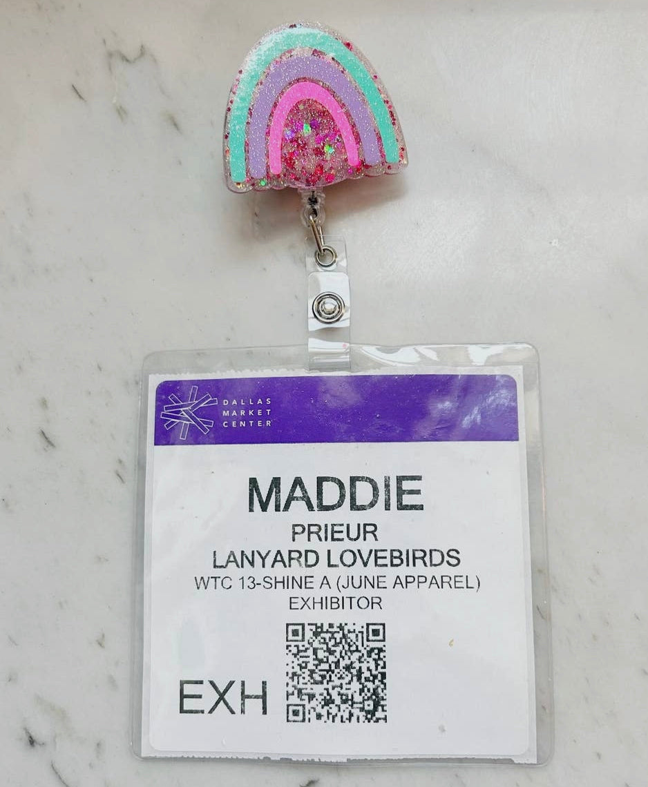 Neon Rainbow Glitter Badge Reel