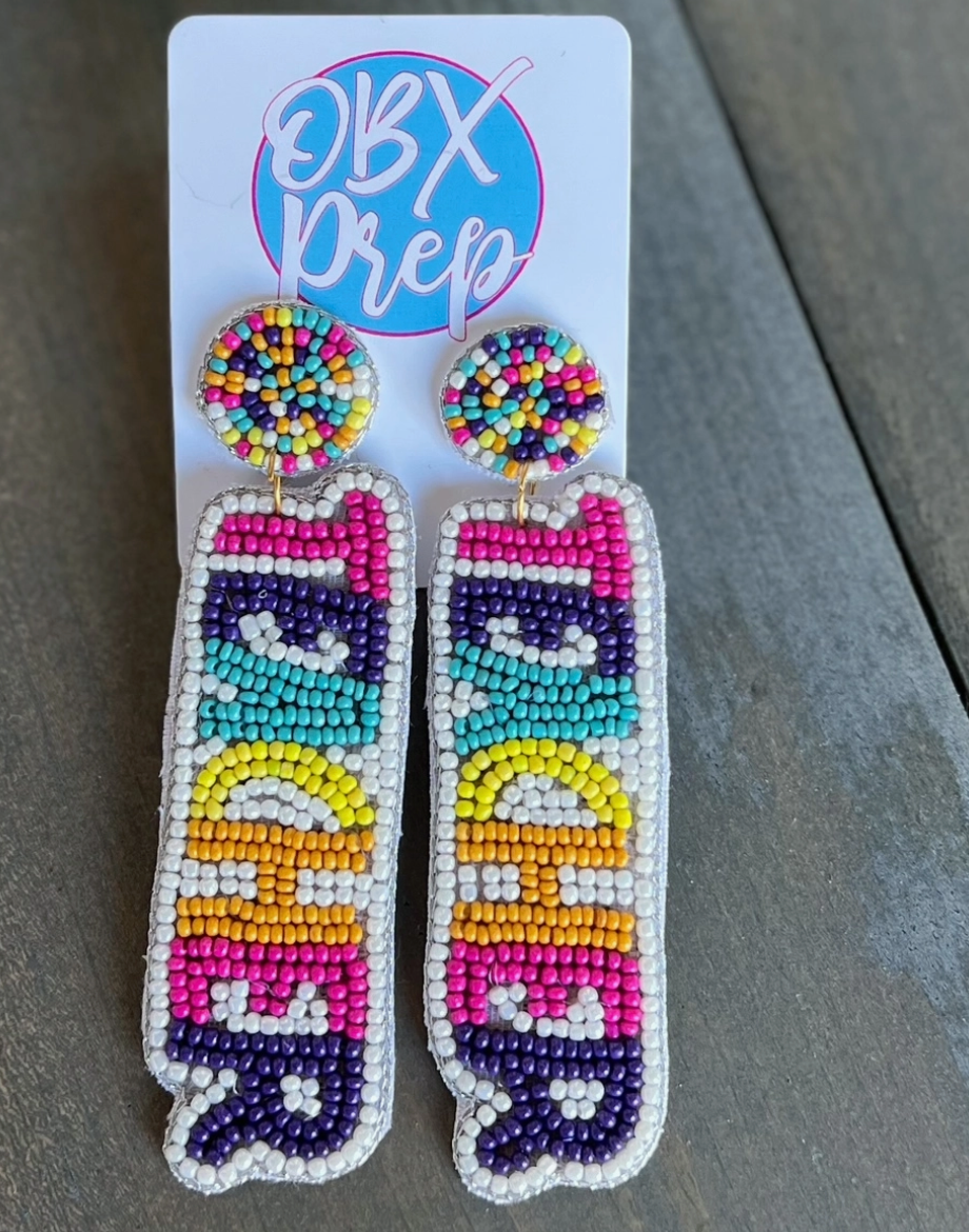 Teacher Bright Back To School Beaded Earrings