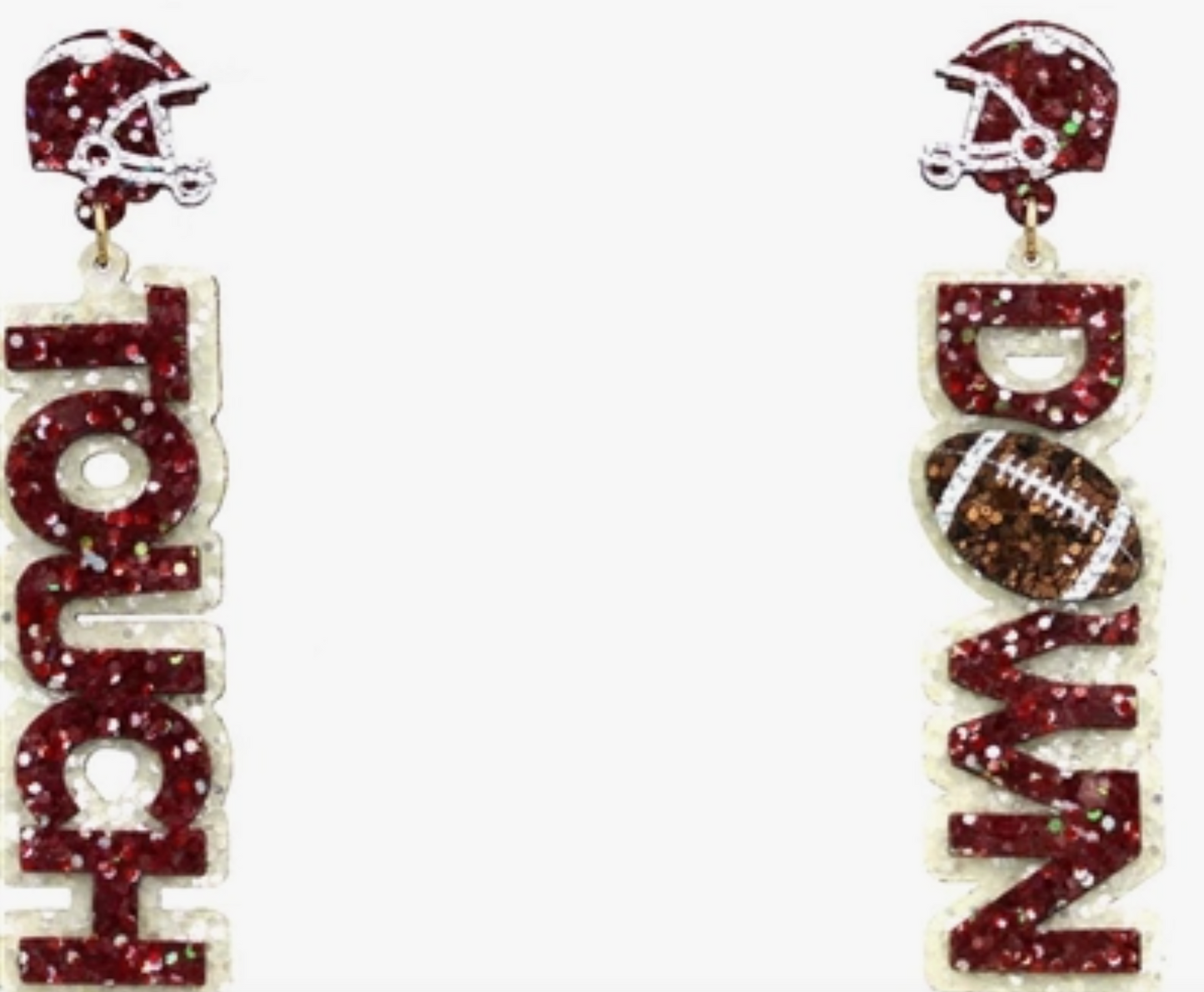 Maroon and Black Glitter Touchdown Earrings
