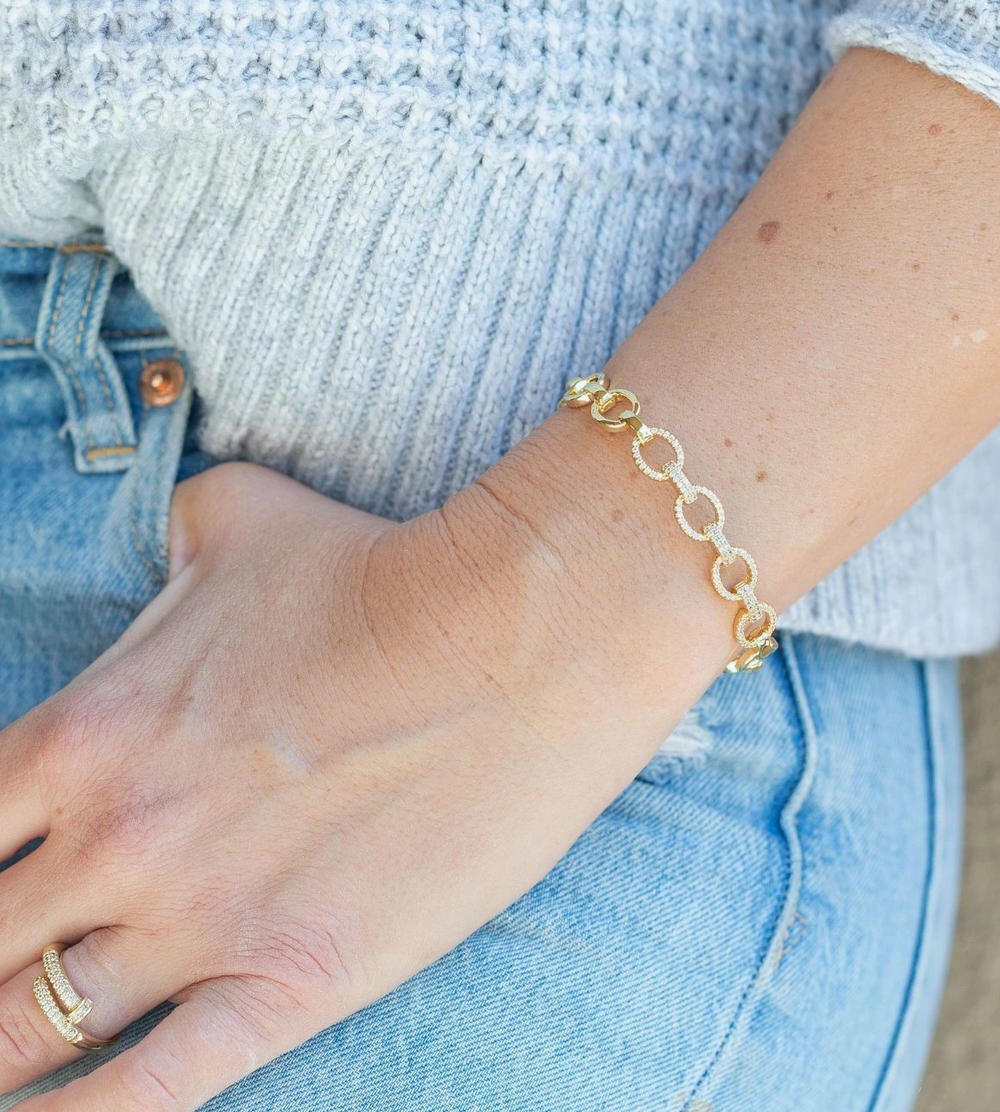 Link Chain Cuff Bracelet - Gold