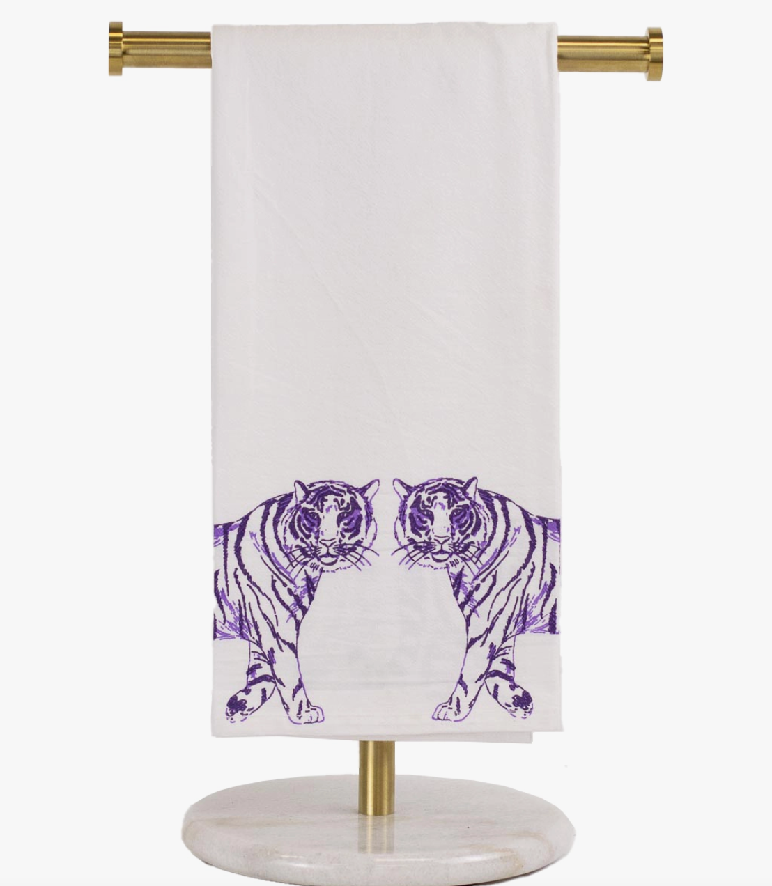 Tiger Walk Flour Sack Hand Towel - White/Purple