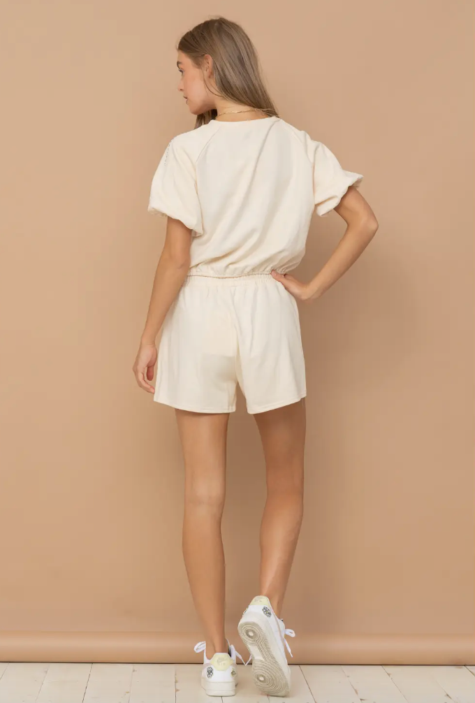 Beige Studded Gem Puff Set