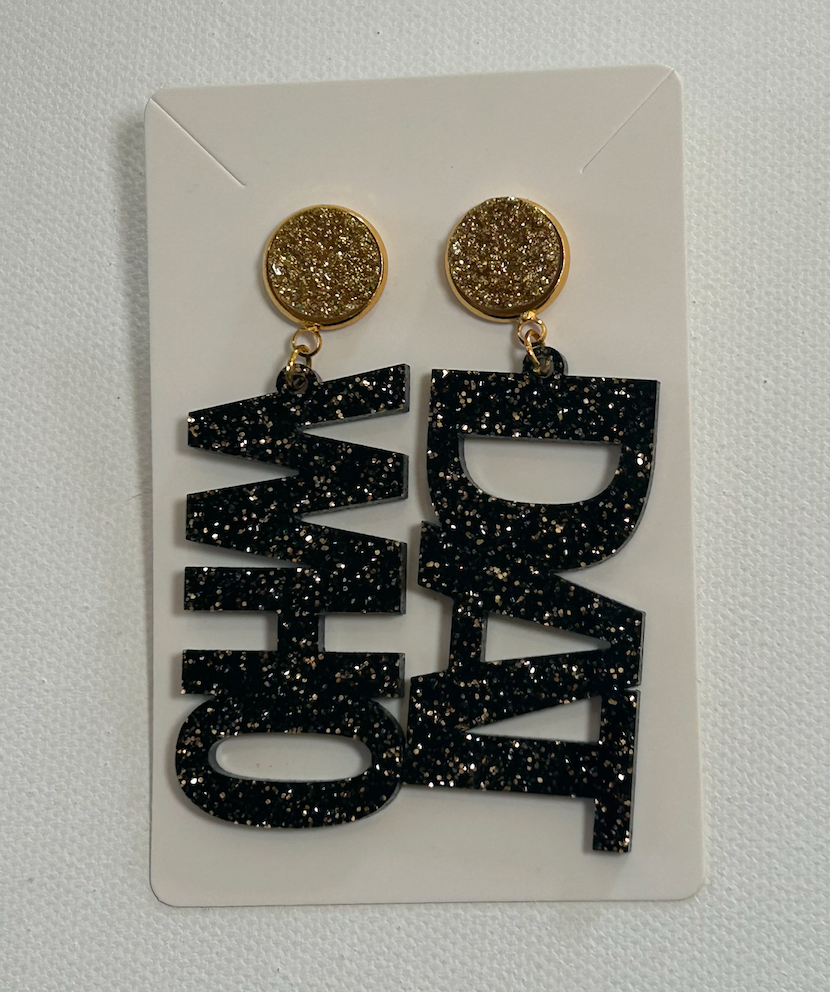 Saints Who Dat Earrings - Black