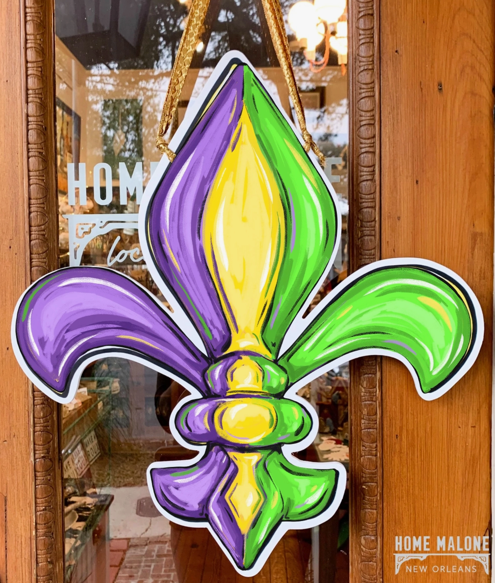 Mardi Gras Fleur De Lis Door Hanger