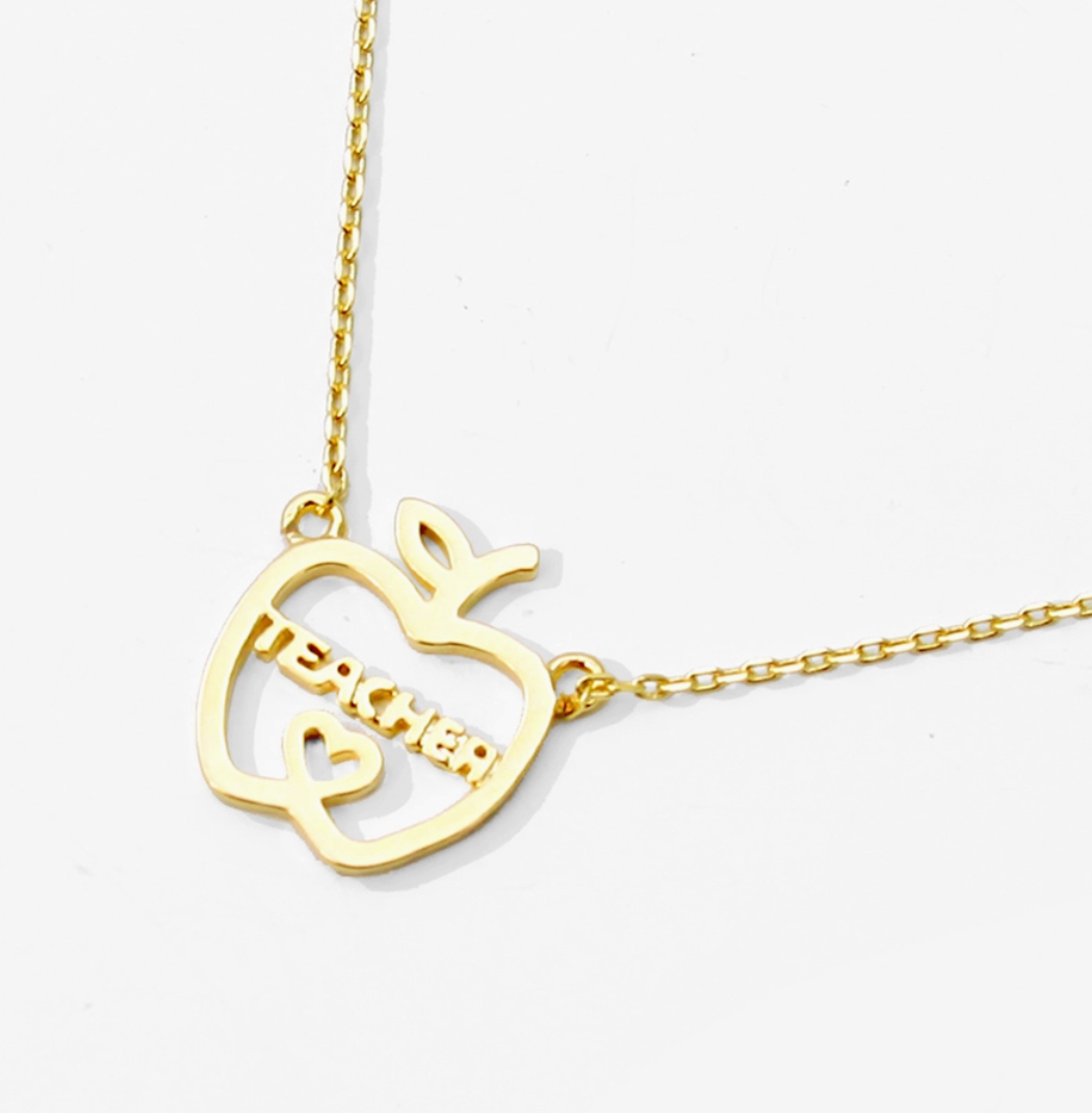 Teacher Apple Shaped Necklace