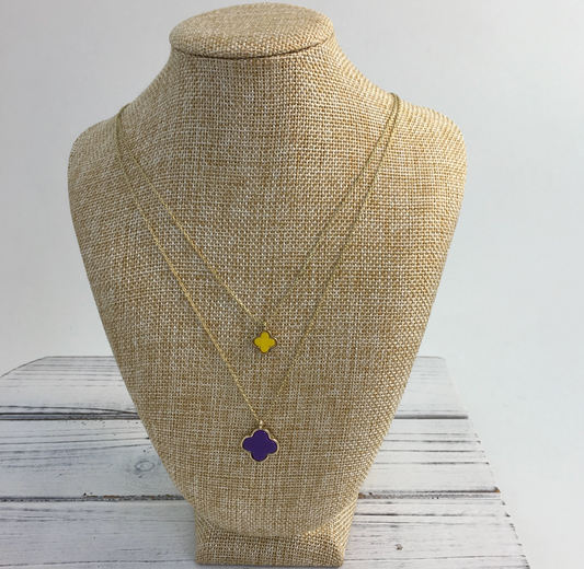 Purple and Gold Layered Pendant Necklace