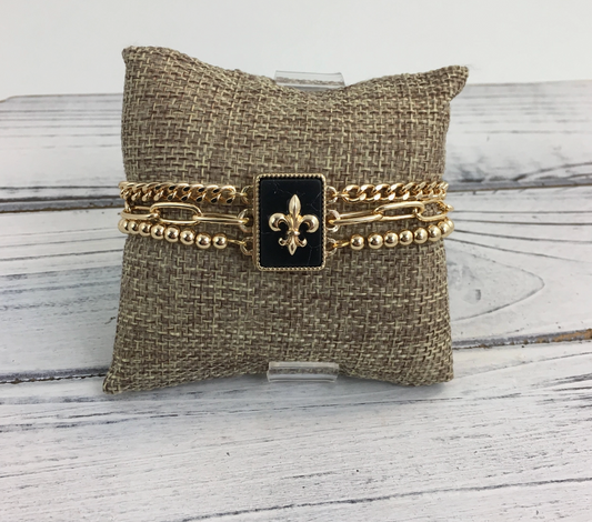 Natural Stone Layered Fleur De Lis Bracelet