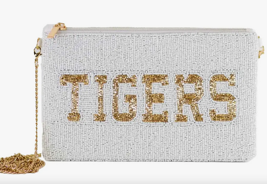 Tigers Beaded Crossbody - White/Gold