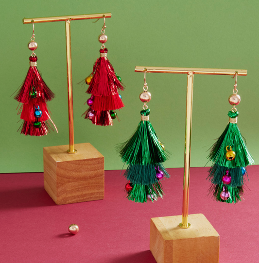 Christmas Tree Tassel Earrings