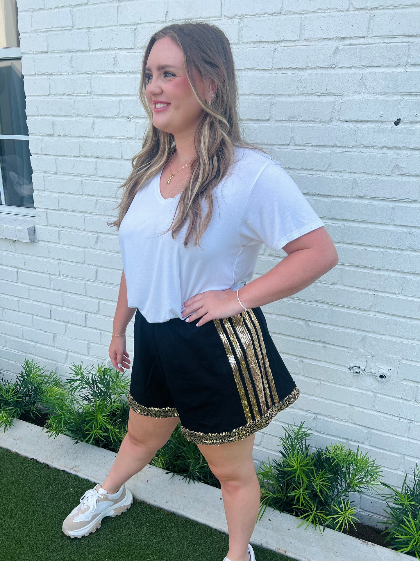 Gold Sequin Stripe SHORTS