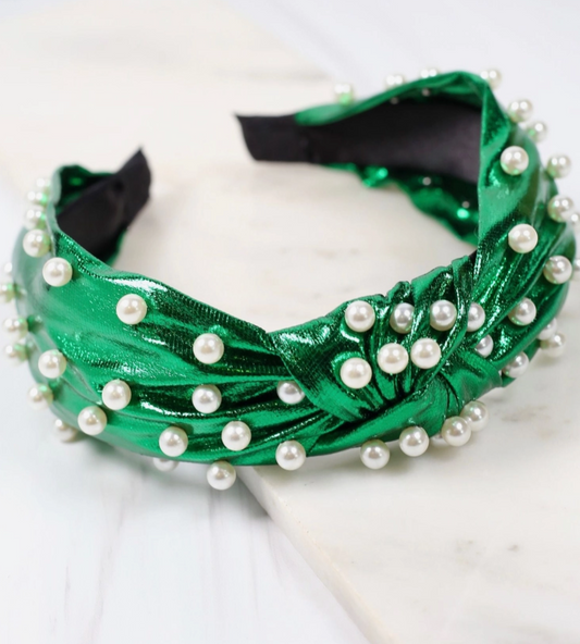 Pearl Studded Metallic Headband